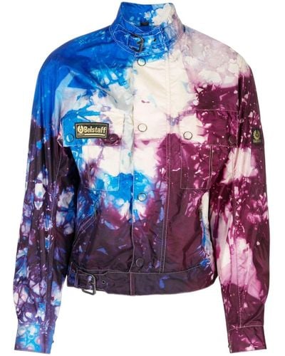 Stain Shade Graphic-print Patch-detail Jacket - Blue