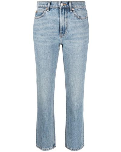 Alexander Wang Logo-patch Cropped Jeans - Blue