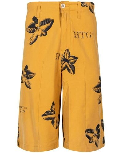 Honor The Gift Tobacco Floral-print Bermuda Shorts - Yellow