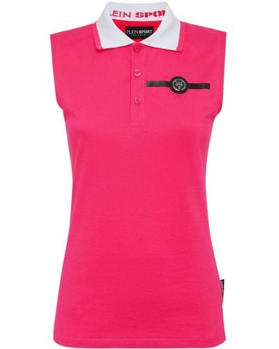 Philipp Plein Logo-appliqué Sleeveless Polo Shirt - Pink