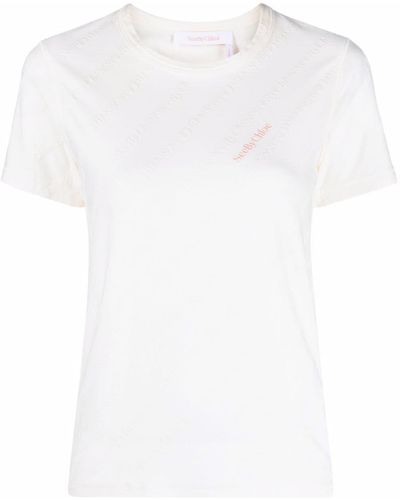 See By Chloé T-shirt Met Geborduurd Logo - Wit