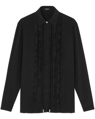Versace Ruffled Silk Shirt - Black