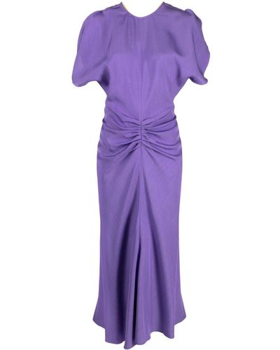 Victoria Beckham Gathered Midi Dress - Purple