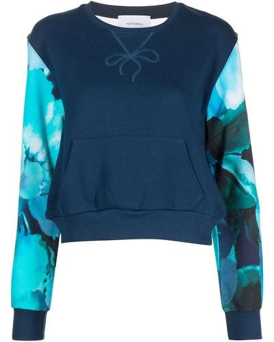 Marchesa Sweatshirt mit semi-transparentem Einsatz - Blau