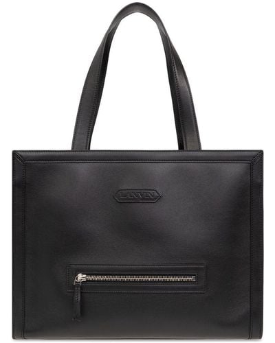 Lanvin Logo-patch Leather Tote Bag - Black