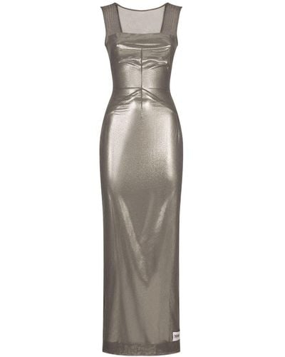 Dolce & Gabbana Robe mi-longue à fini métallisé - Gris