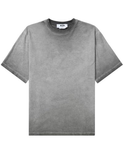 MSGM Logo-embroidered Cotton T-shirt - Grey