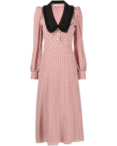 Alessandra Rich オーバーサイズカラー ドレス - ピンク