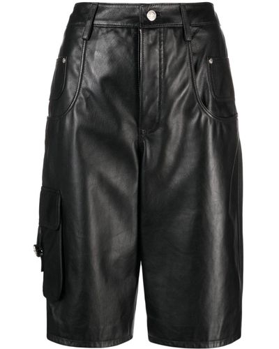 Moschino Jeans Knielange Shorts aus Leder - Schwarz
