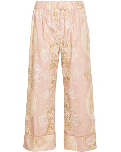 Semicouture Floral-print Cotton Trousers - Natural