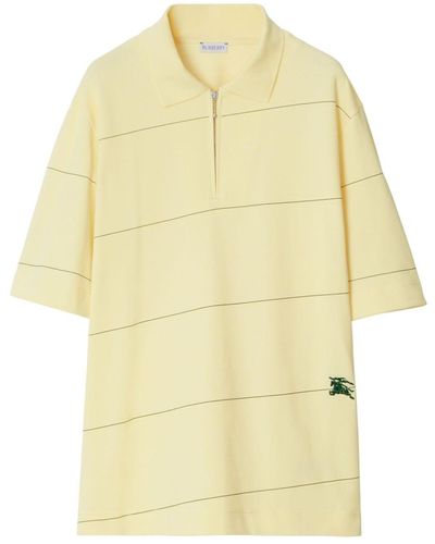 Burberry Logo-embroidered Cotton Polo Shirt - Yellow