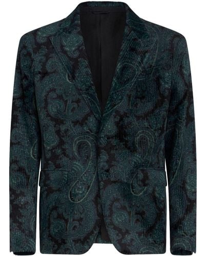 Etro Ribbed paisley-pattern blazer - Blu