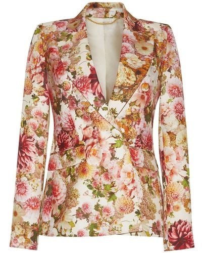 Adam Lippes Double-breasted floral-print blazer - Pink