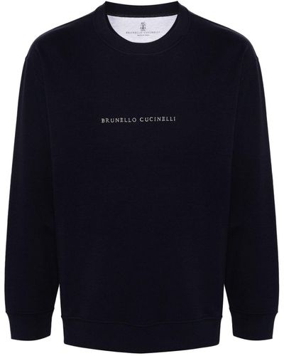 Brunello Cucinelli Logo-embroidered Sweatshirt - Blue