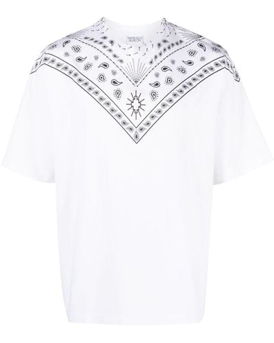 Marcelo Burlon T-shirt en coton à imprimé bandana - Blanc