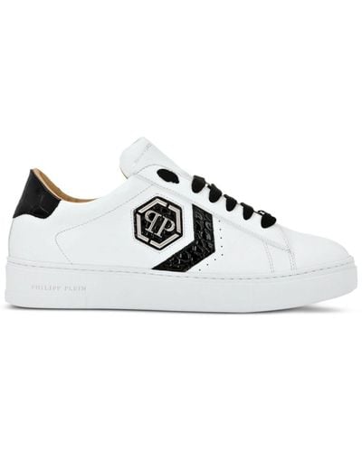 Philipp Plein Logo-patch Panelled Leather Trainers - White