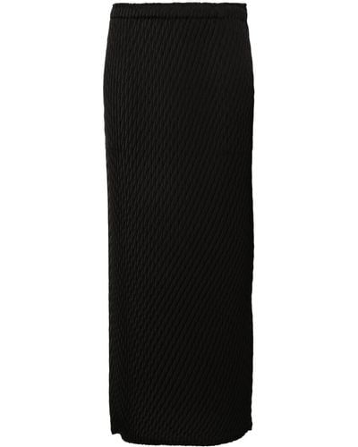 Issey Miyake Diamond-plissé Maxi Skirt - Black