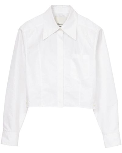 3.1 Phillip Lim Cropped-Hemd mit langen Ärmeln - Weiß