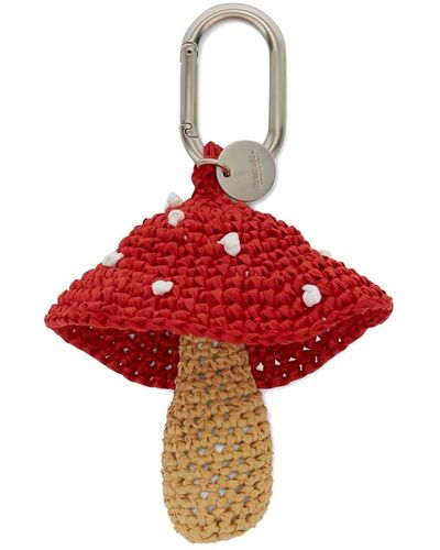 Jil Sander Woven Raffia Mushroom Charm - Red