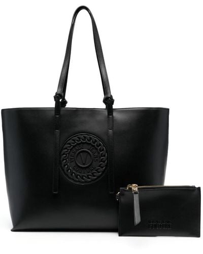 Versace Logo-embossed Knot-detailing Tote Bag - Black