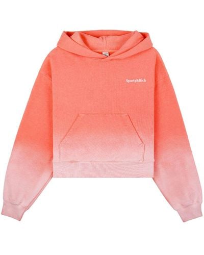 Sporty & Rich Dip Dye Logo-embroidered Hoodie - Pink