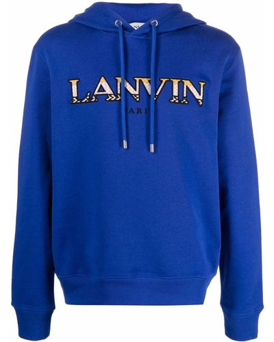 Lanvin Hoodie mit Logo-Stickerei - Blau