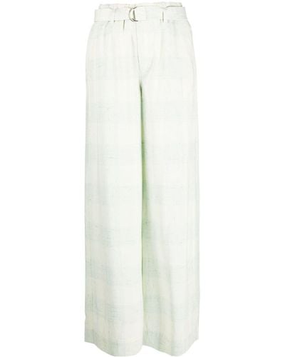 Rodebjer Checked Belted Palazzo Trousers - White