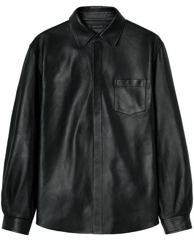 John Elliott Leather Cloak Button-up Shirt - Black