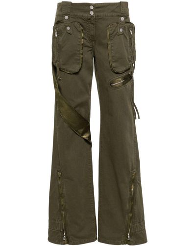 Blumarine Cargohose mit Satineinsatz - Grün