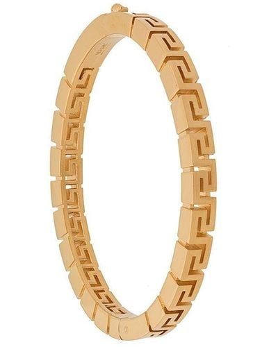 Versace Bracelet torque à logo gravé - Métallisé