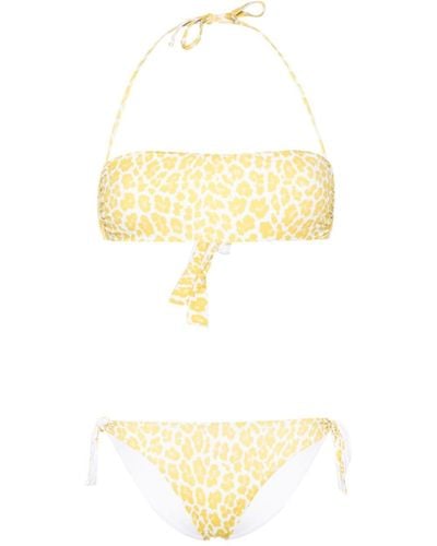 Fisico Haut de bikini bandeau à imprimé léopard - Métallisé