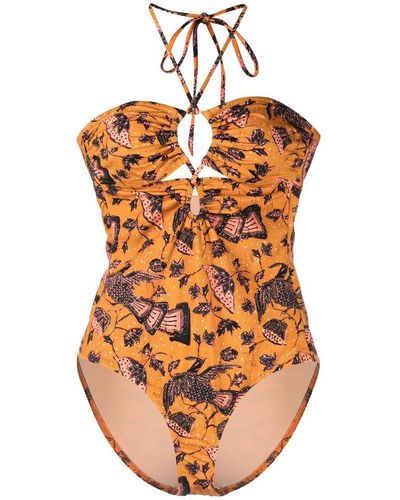 Ulla Johnson Badeanzug mit Blumen-Print - Orange