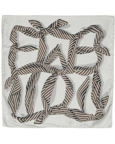 Totême Knot-print Silk Scarf - Grey