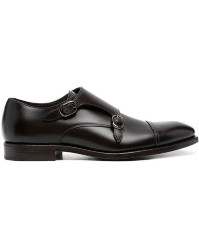 Henderson Almond-toe Leather Monk Shoes - Black