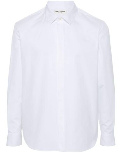 Saint Laurent Chemise en coton à manches longues - Blanc