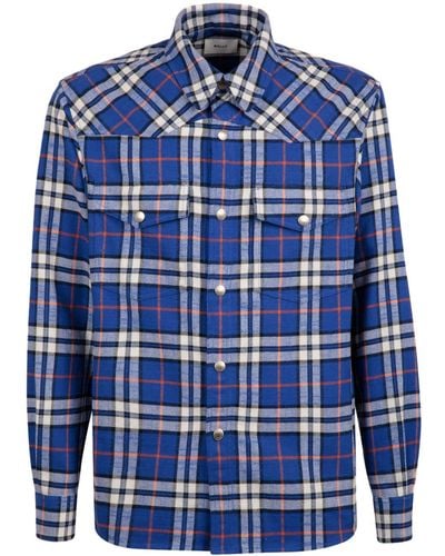 Bally Plaid-pattern Cotton Shirt - Blue