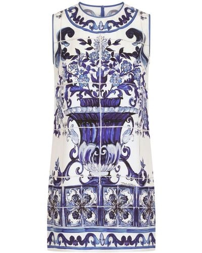 Dolce & Gabbana Canotta con stampa maioliche - Blu