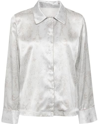 Kiki de Montparnasse Floral-jacquard Silk Shirt - Grey