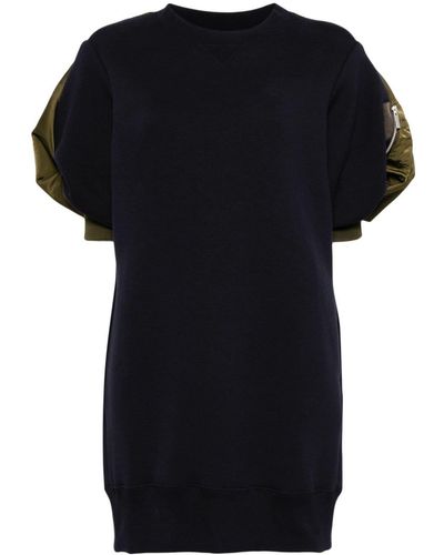 Sacai Puff-sleeved Jersey Minidress - Black