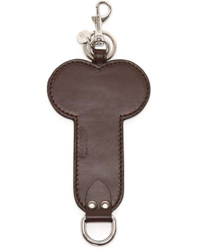 JW Anderson Porte-clés en cuir à logo embossé - Marron