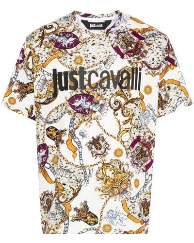 Just Cavalli T-shirt Met Grafische Print - Wit