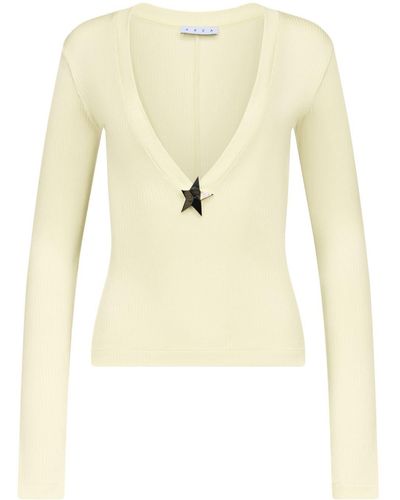 Area Star Stud-detail Long-sleeve Sweater - Natural