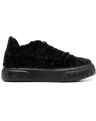Casadei Low-top Fleece Sneakers - Black