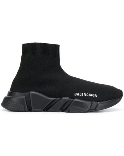 Balenciaga Baskets Montantes En Mailles Stretch À Logo Speed Lt - Noir