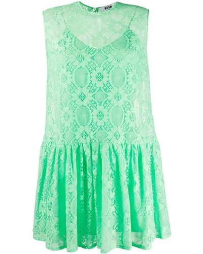 MSGM Lace-pattern Sleeveless Dress - Green