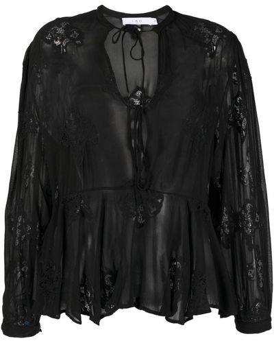 IRO Lalia Embroidered Blouse - Black