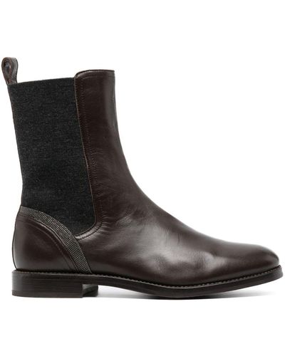 Brunello Cucinelli モニーレチェーン アンクルブーツ - ブラウン