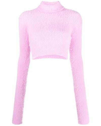 Faith Connexion High Neck Cropped Sweater - Pink
