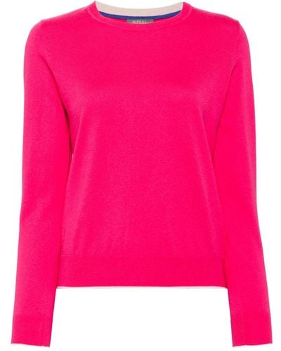 N.Peal Cashmere Contrasting-border Sweater - Pink