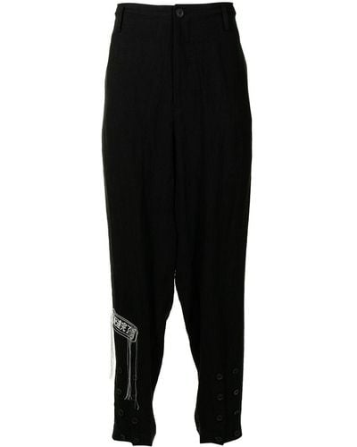 Yohji Yamamoto Pantalon sarouel à taille mi-haute - Noir